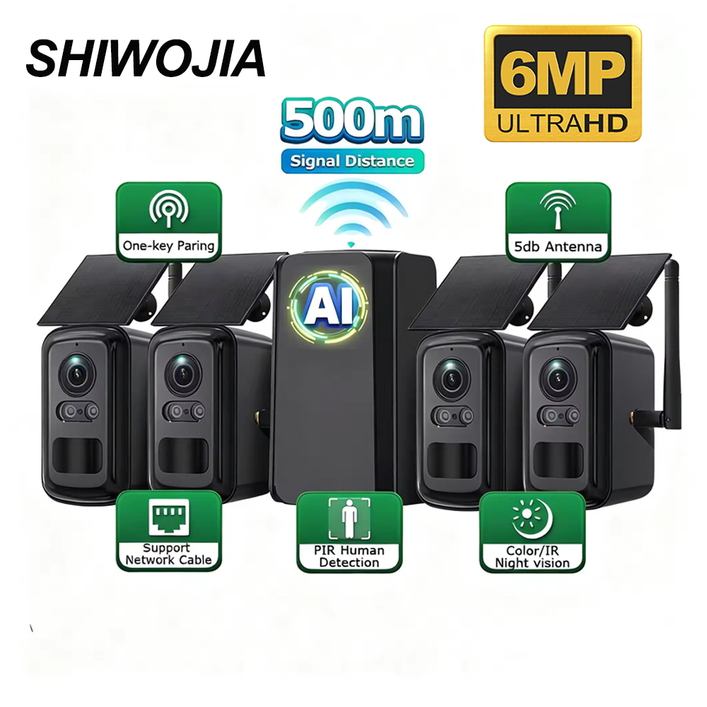 Home Security Cameras No Subscription - SHIWOJIA 6MP Solarny System Bezpieczeństwa WIFI