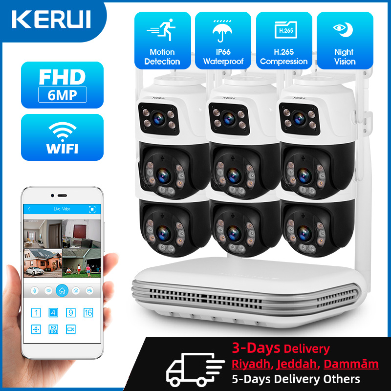 Home Security Cameras Wireless - KERUI Wodoodporny 6MP HD Bezprzewodowy podwójny