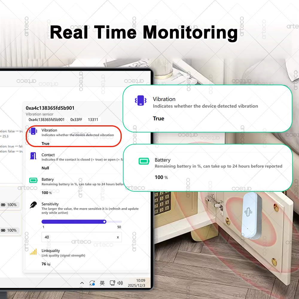 Czujnik wibracji ZigBee, monit – Home Security And Monitoring recenzja i cena