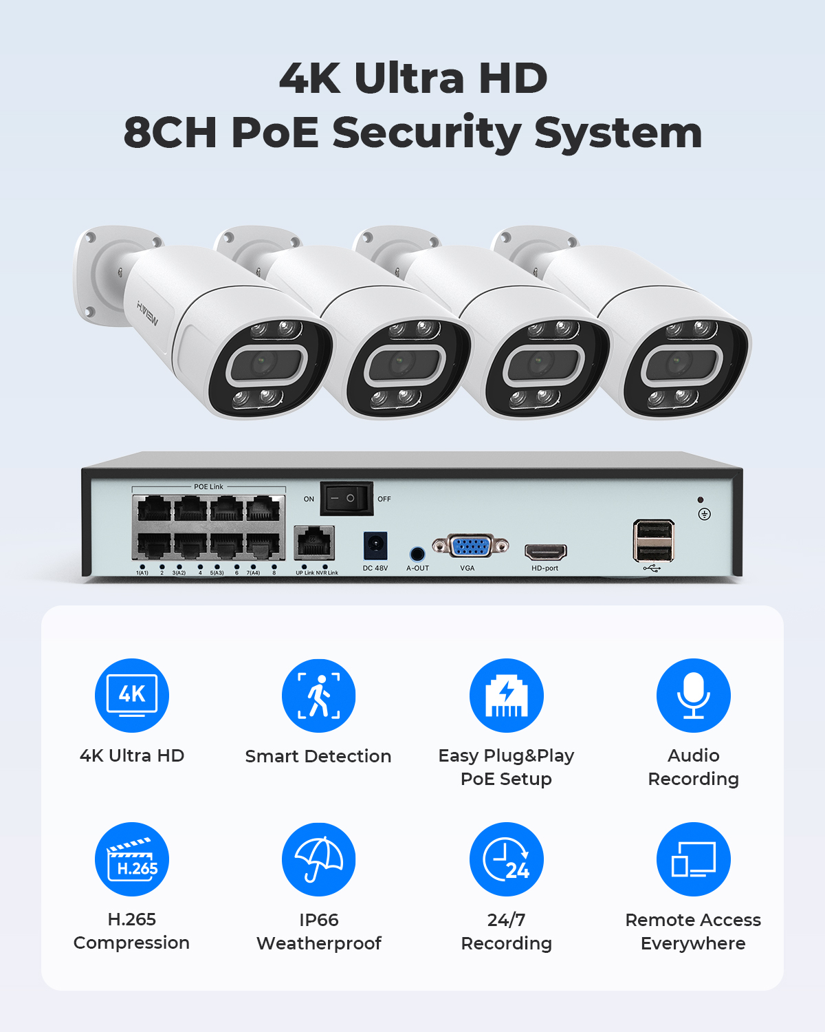 H.View 4K 5Mp 8Mp Poe CCTV Sys – Home Security La recenzja i cena